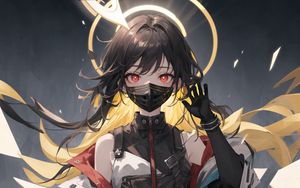 Preview wallpaper girl, mask, gesture, anime, art