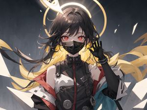 Preview wallpaper girl, mask, gesture, anime, art