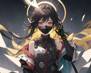 Preview wallpaper girl, mask, gesture, anime, art