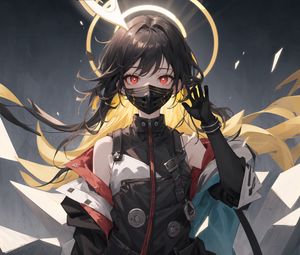 Preview wallpaper girl, mask, gesture, anime, art