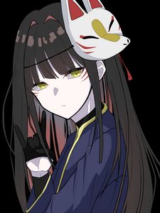 Preview wallpaper girl, mask, gesture, anime