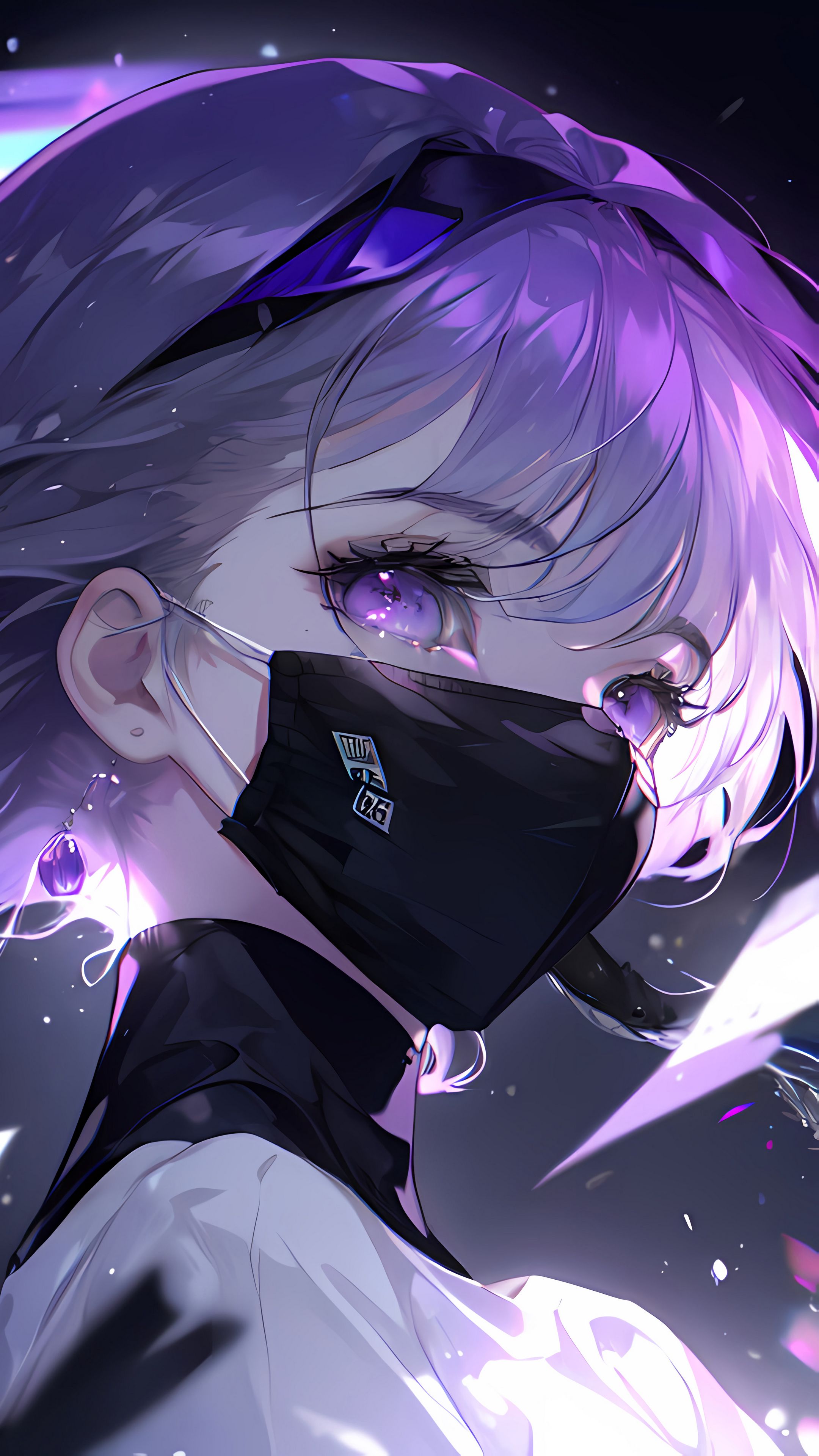 Download wallpaper 2160x3840 girl, mask, headband, eyes, anime, purple ...