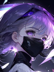 Preview wallpaper girl, mask, headband, eyes, anime, purple