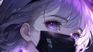 Preview wallpaper girl, mask, headband, eyes, anime, purple