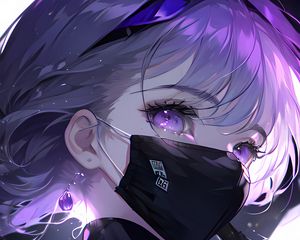 Preview wallpaper girl, mask, headband, eyes, anime, purple