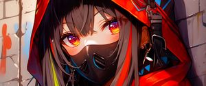 Preview wallpaper girl, mask, hood, art, bright, anime