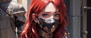 Preview wallpaper girl, mask, knight, armor, pattern, art