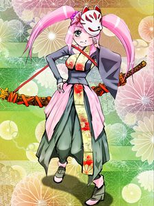 Preview wallpaper girl, mask, smile, anime, art