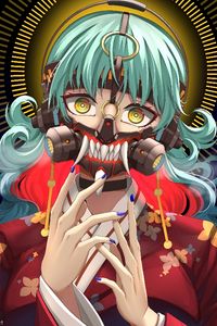 Preview wallpaper girl, mask, teeth, anime