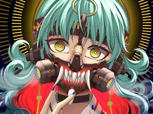 Preview wallpaper girl, mask, teeth, anime