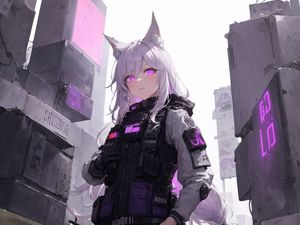 Preview wallpaper girl, military, ears, neko, anime