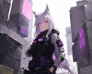 Preview wallpaper girl, military, ears, neko, anime