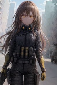 Preview wallpaper girl, military, weapons, anime