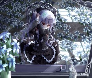 Preview wallpaper girl, mirror, anime, art