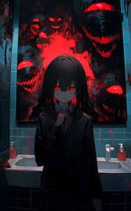 Preview wallpaper girl, monsters, eyes, anime