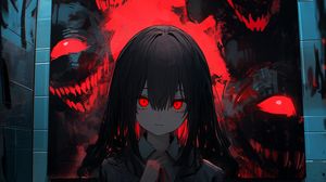 Preview wallpaper girl, monsters, eyes, anime