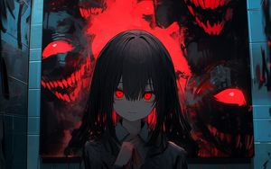 Preview wallpaper girl, monsters, eyes, anime