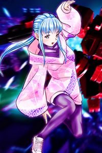 Preview wallpaper girl, movement, anime, pink, purple