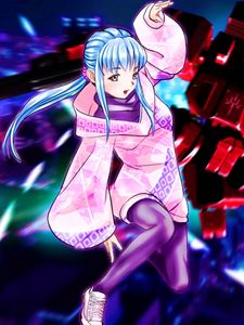 Preview wallpaper girl, movement, anime, pink, purple