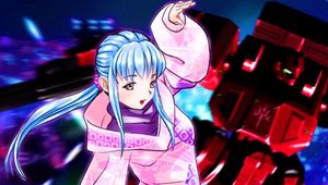 Preview wallpaper girl, movement, anime, pink, purple