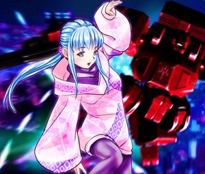 Preview wallpaper girl, movement, anime, pink, purple