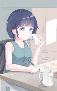 Preview wallpaper girl, mug, artist, anime