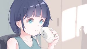 Preview wallpaper girl, mug, artist, anime