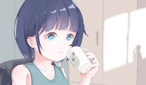 Preview wallpaper girl, mug, artist, anime