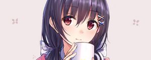 Preview wallpaper girl, mug, glance, anime