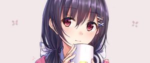 Preview wallpaper girl, mug, glance, anime