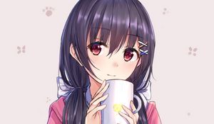 Preview wallpaper girl, mug, glance, anime