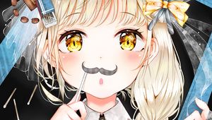 Preview wallpaper girl, mustache, frame, anime, art, funny