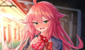 Preview wallpaper girl, neko, anger, gift, anime