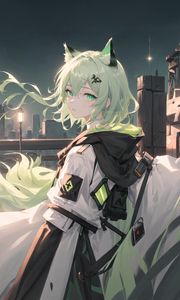 Preview wallpaper girl, neko, anime, green, art