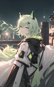 Preview wallpaper girl, neko, anime, green, art