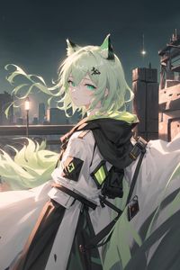Preview wallpaper girl, neko, anime, green, art