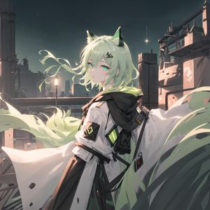 Preview wallpaper girl, neko, anime, green, art