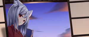 Preview wallpaper girl, neko, book, anime