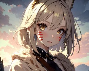 Preview wallpaper girl, neko, cape, belts, anime, art