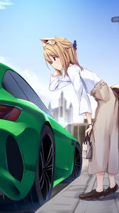 Preview wallpaper girl, neko, car, anime