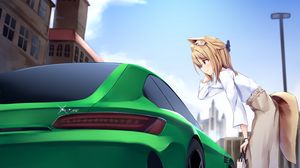 Preview wallpaper girl, neko, car, anime