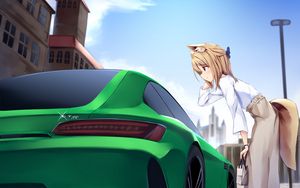 Preview wallpaper girl, neko, car, anime