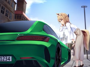 Preview wallpaper girl, neko, car, anime