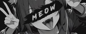 Preview wallpaper girl, neko, cat, meow, anime, bw