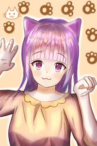 Preview wallpaper girl, neko, cat, gesture, anime, cute