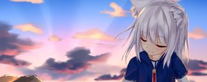 Preview wallpaper girl, neko, clouds, anime