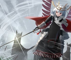 Preview wallpaper girl, neko, crown, princess, armor, anime