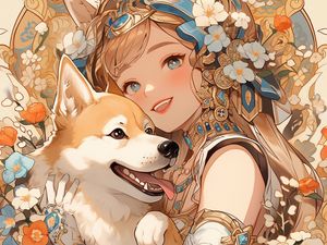Preview wallpaper girl, neko, dog, anime