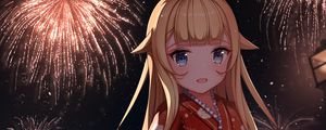 Preview wallpaper girl, neko, dress, fireworks, anime