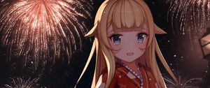 Preview wallpaper girl, neko, dress, fireworks, anime